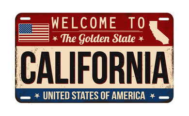 Welcome to California vintage rusty license plate.
