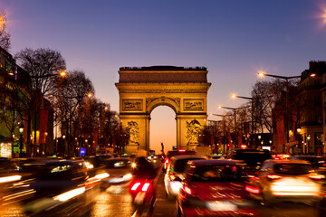 arc de triomphe at night. Beautiful tiwilight    