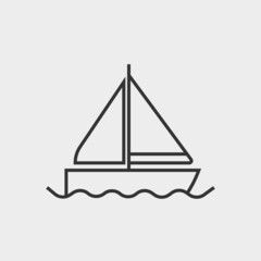icon, illustration, vessel, sea, boat, transportation, wave, symbol, vector, yacht, nautical, design, cruise, vacation, graphic, marine, ship, silhouette, contour, adventure, tourism, ocean ship, sail