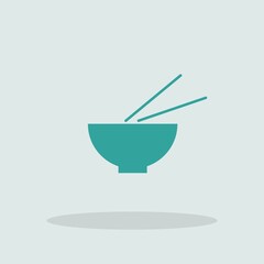 Bowl chopsticks vector icon illustration sign