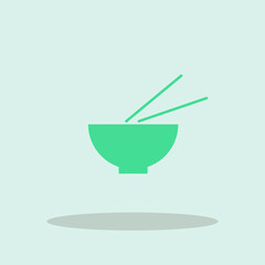 Bowl chopsticks vector icon illustration sign