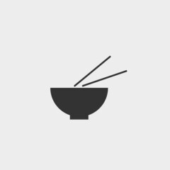 Bowl chopsticks vector icon illustration sign