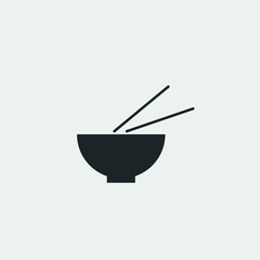 Bowl chopsticks vector icon illustration sign