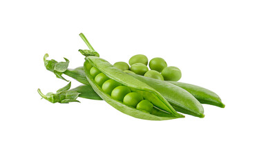 Fresh green peas isolated on a white background