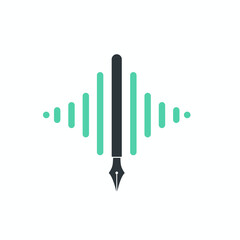 illustration of pen combined with sound wave.
