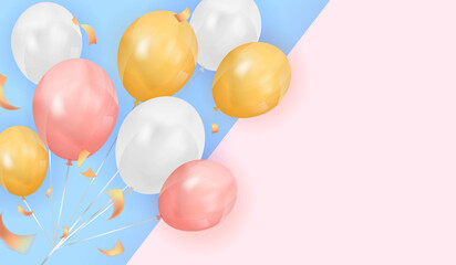 Pastel background with balloons. Vector illustration for design. 