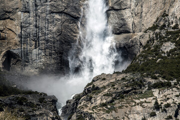 Waterfall in the mountains, Yosemite National Park