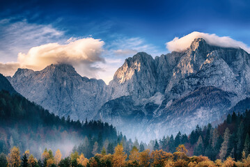 Triglav mountain peak at sunrise