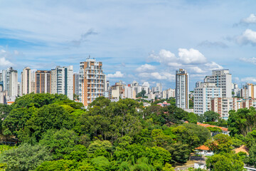 Modern highrises and trees in central Sao Paulo, Brazil