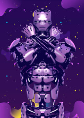 Fototapeta premium cyborg is ready for war