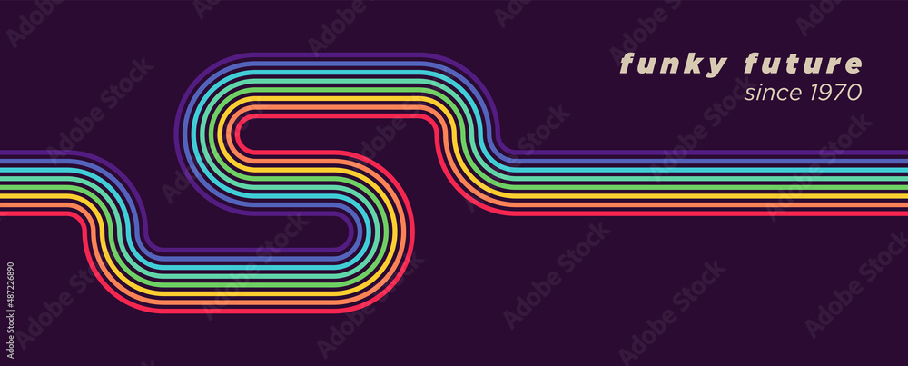 Aufkleber futuristic background in simple retro 70s style design with stripes. vector illustration.