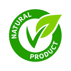 Natural product icon. Sign for food, cosmetic products and household chemicals.