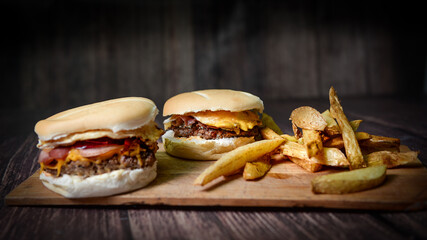 hamburger and fries