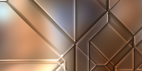 3D metallic panels texture. Colorful glossy abstract wallpaper. Geometric technological bright reflective background.