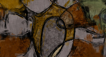 Chaos wall art. Artistic vibrant and colorful wallpaper. Chaotic painting. Brushed Painted Abstract Background. Brush stroked painting. Expressive brushed painting on canvas..