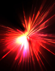 Futuristic lens flare. Light explosion star with glowing particles and lines. Beautiful abstract rays background.