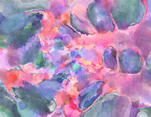 Modern brush strokes painting. Soft color painted illustration of soothing composition for poster, wall art, banner, card, book cover or packaging. Watercolor abstract painting with pastel colors.