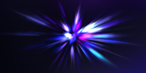 Glossy vibrant and colorful wallpaper. Light explosion star with glowing particles and lines. Beautiful abstract rays background.