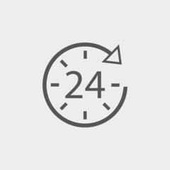 24 hour clock vector icon illustration sign