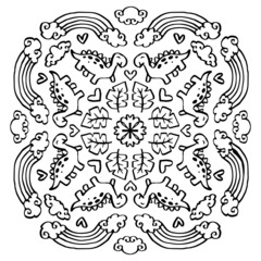 Mandala pattern with cute Dinosaur
