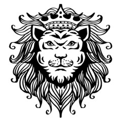 Obraz premium The lion king drawing, the head of a lion in the crown 
