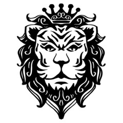 Obraz premium The lion king drawing, the head of a lion in the crown 