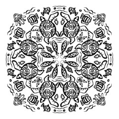 Mandala pattern with cute turtle