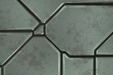 Futuristic conceptual design background. Spaceship texture wallpaper. Brushed technology pattern surface. 3D illustration. SciFi panels wall.