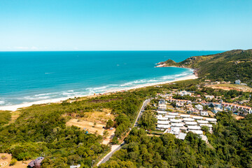 aerial photo with drone of Praia Mole in the afternoon in florianópolis Santa Catarina Brazil