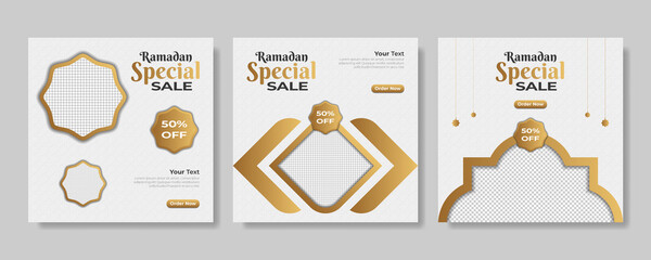 Set of Ramadan Sale Banner. web promotion banner, social media post template. Vector illustration