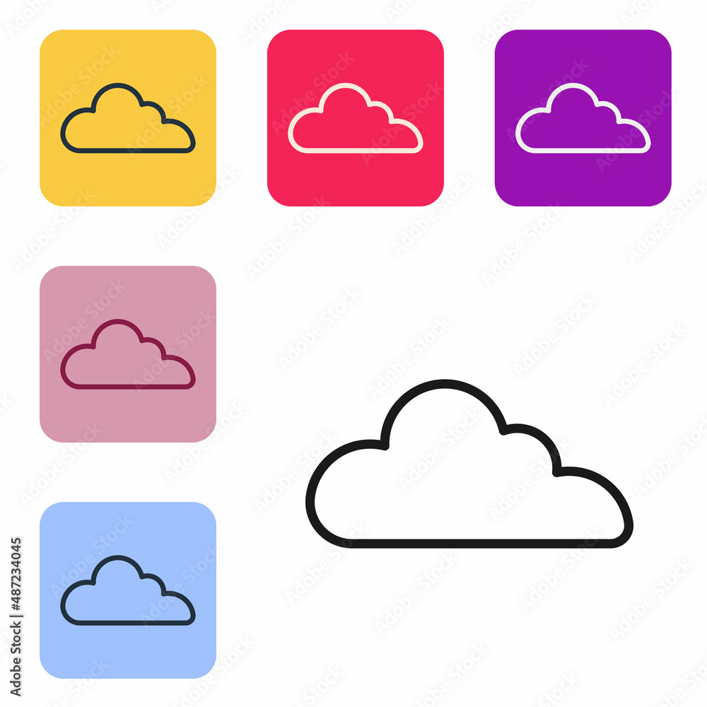 Aufkleber black line cloud icon isolated on white background. set icons in color square buttons. vector