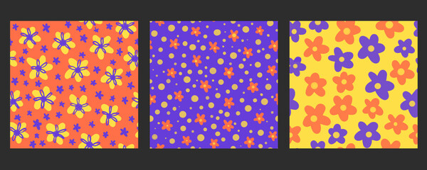 Creative universal artistic background in doodle style. Pattern of flowers. Hand drawn textures. Trendy graphic design for banner, poster, card, cover, invitation, placard, brochure.