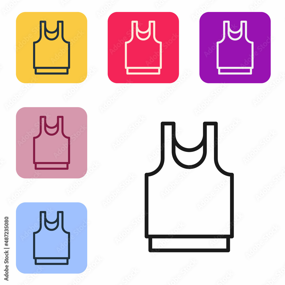 Aufkleber black line undershirt icon isolated on white background. set icons in color square buttons. vector