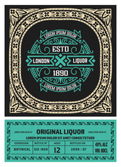 Whiskey label with old frames