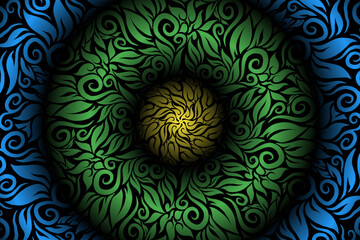 seamless colourful caleidoscope gradient flower art pattern of indonesian traditional tenun batik ethnic dayak ornament for wallpaper ads background sticker or clothing
