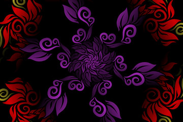 seamless colourful caleidoscope gradient flower art pattern of indonesian traditional tenun batik ethnic dayak ornament for wallpaper ads background sticker or clothing