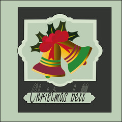 Christmas bell on a postcard llustration