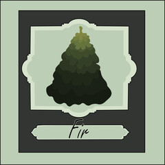 Postcard with a small Christmas tree llustration