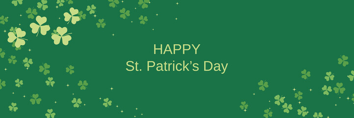Obraz premium St.Patrick's Day vector banner template. Green background with colorful clover leaves 