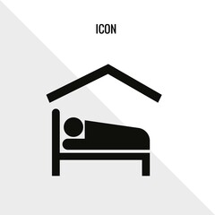 Sleeping in house vector icon illustration sign