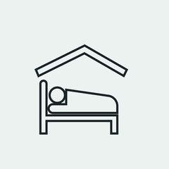 Sleeping in house vector icon illustration sign