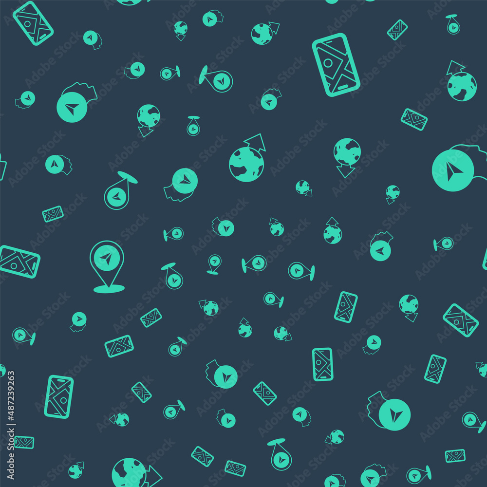 Poster Set Location on the globe, City map navigation, Map pin and marker with human on seamless pattern. Vector