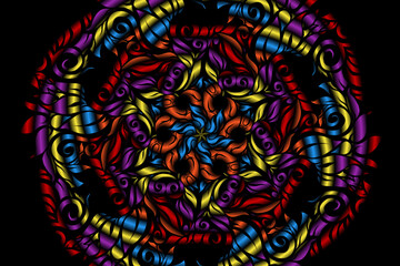 seamless colourful caleidoscope gradient flower art pattern of indonesian traditional tenun batik ethnic dayak ornament for wallpaper ads background sticker or clothing