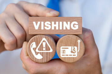 Concept of vishing. Voice phishing. Vishing call warning and alert. Phone cyber security.