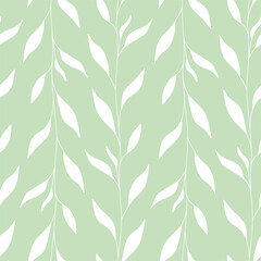 Botanical Pattern. Vertical Leaves and Branches Seamless