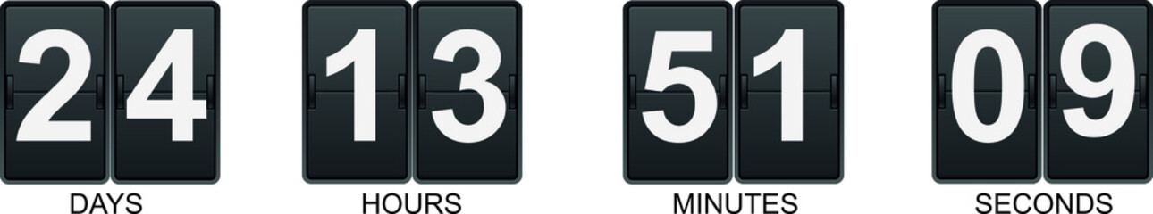 Vector illustration of a realistic flip countdown clock counter timer