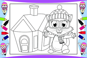 coloring cat animal cartoon for kids