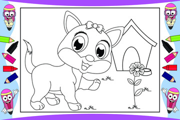 coloring cat animal cartoon for kids