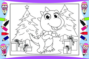 coloring dinosaur animal cartoon for kids