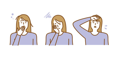 眠気や疲れを感じ気分が落ち込んで元気がない女性